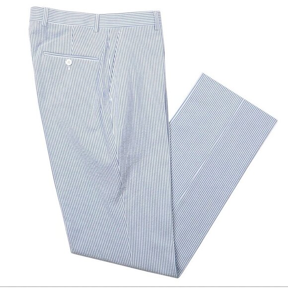 Haspel Seersucker Suit Pants 100% Cotton - Pants 40W Blue/white $245 - Picture 1 of 13